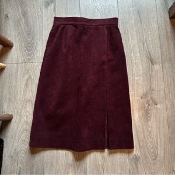 Old Money Suede Burgundy Pencil Skirt - Picture 5 of 5